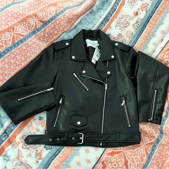 SOLD ⭐️Rebecca Minkoff Black Moto Jacket L - Picture 1 of 8